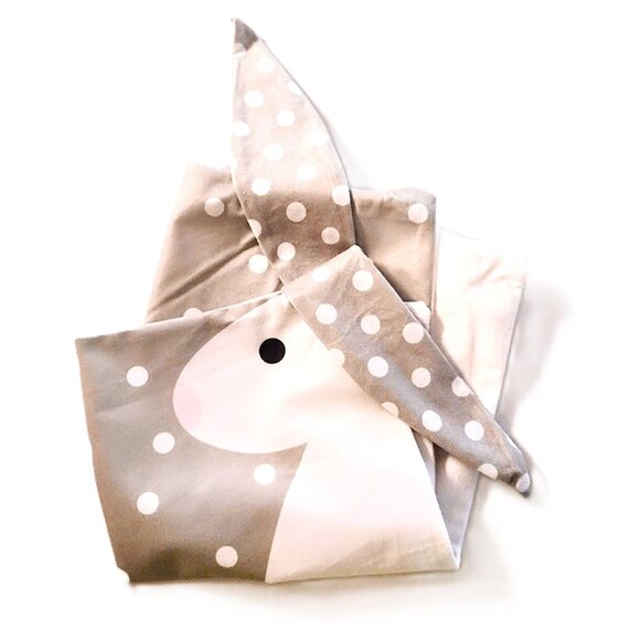 Rabbit, Bunny Pillow Covers, Set 2 Pink & Gray ~ Zip Closure 3D Ears &Tail ~ NEW - Picture 6 of 9